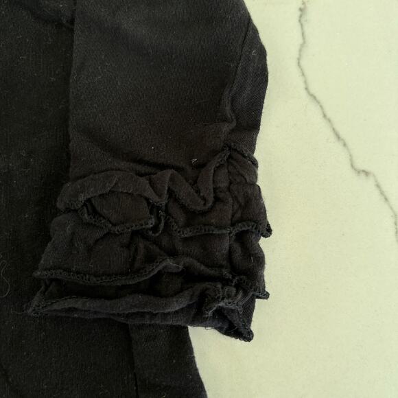 A.T.U.N. Black Ruffle Long Sleeve Tee Shirt - Size 5-6 - Picture 3 of 3